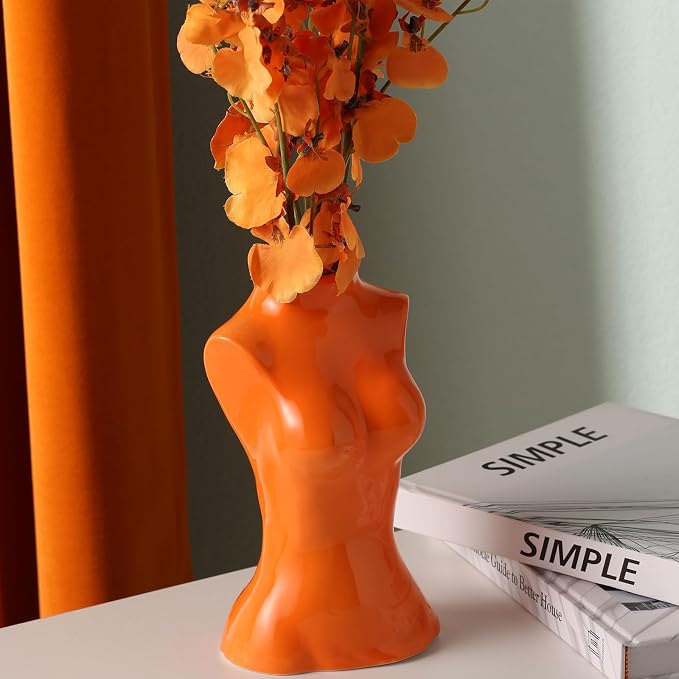 hjn Small Ceramic Vase for Flowers Modern Art Vase for Living Room/Home Decor - Image 2
