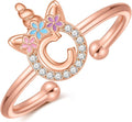 Unicorn Rings Gifts for Girls - Adjustable Initial Ring Dainty Cute Unicorn Rings for Girl Teens Little Girls Jewelry Birthday Gift