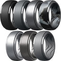Egnaro Men's Silicone Rings 10mm Wide 2.5mm Thick, Rubber Wedding Bands with Inner Arc Ergonomic Breathable Design, 1/4/5/7 Variety Multipack