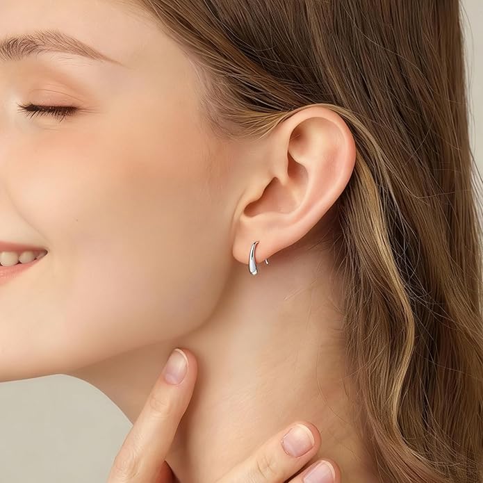 S925 Sterling Silver Stud Earrings for Women, Animal Cat & Dog Studs and Minimal Teardrop Ear Climber, Hypoallergenic Earrings for Sensitive Ears, Gift Box Included