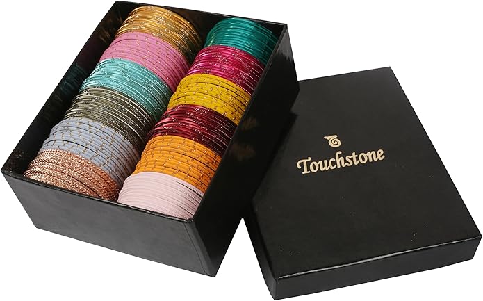 Touchstone indian bangles bracelets for women colorful churiyan set return gifts jewelry chudiya bulk pack bollywood metal bangle sets 12 textured vintage colors. Set of 144