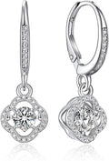 MomentWish Dangle Earrings for Women-925 Sterling Silver Moissanite Earring, Women's Gift for Valentine Birthday, D Color VVS1 Dancing Moissanite Hoops