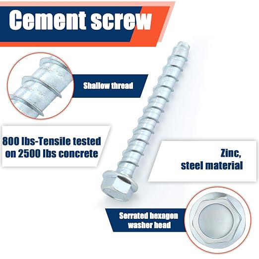 Tandefio 40 Pack 3/8 x 4 Concrete Anchors and Screw Kits Galvanized | Large - Image 3