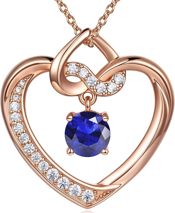 Heart Birthstone Necklaces Gifts for Women Wife, Jewelry for Women Wedding Anniversary Birthday Gifts for Wife Girlfriend Mom Christmas Valentines Gifts S925 Sterling Silver