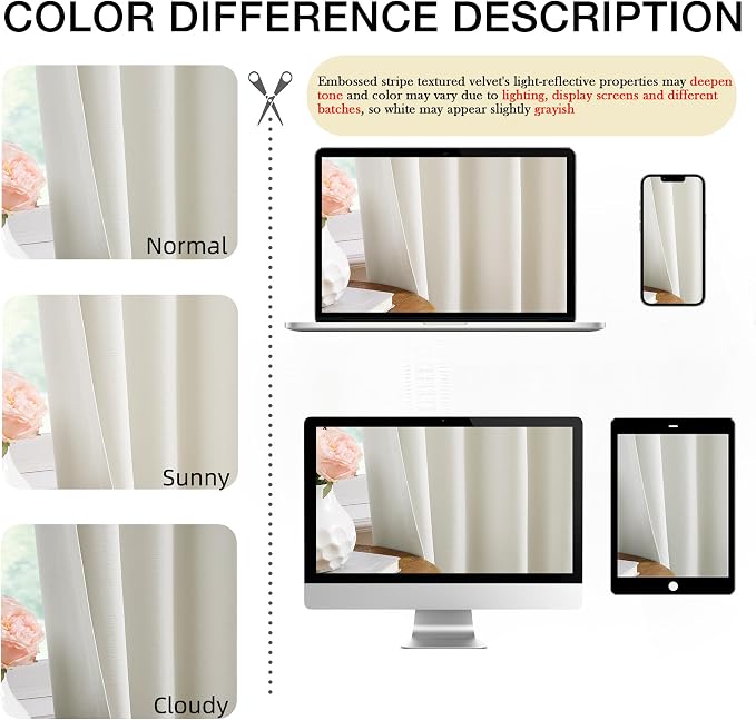 Kayne Studio Grayish White Velvet Pinch Pleated Back Tab Curtains 72 Inches | - Image 8