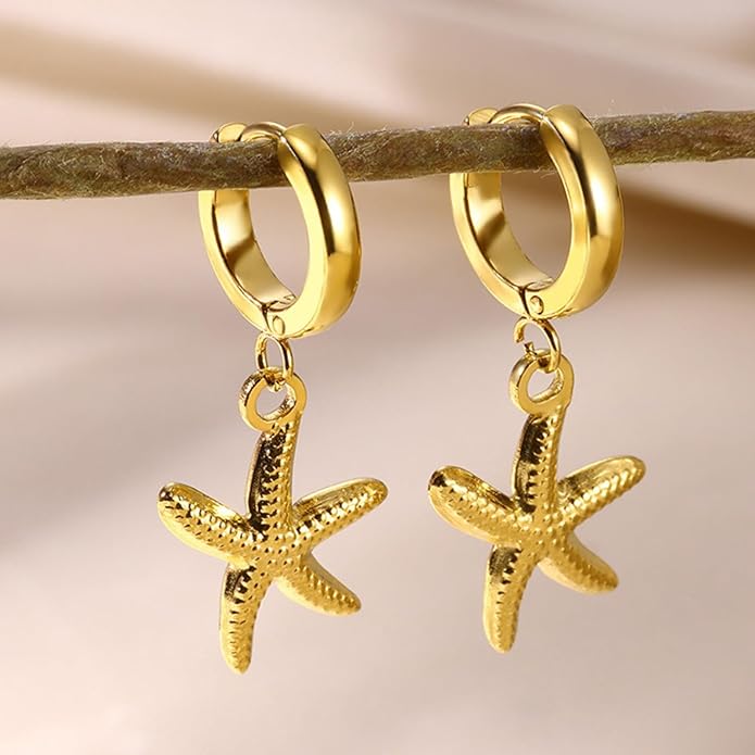 Seashell Starfish Earrings Beach Jewelry for Women Pearl Drop Shell Earrings Ocean Beachy Fashion Accessories Womens Summer Outfits 2026 Tropical Vacation Outfits Beach Vacation Clothes Dresses