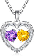 Iefil Valentines Day Gifts for Her - 925 Sterling Silver Heart Birthstone Necklace, Anniversary Birthday Gifts for Women Wife Girlfriend Mom Her