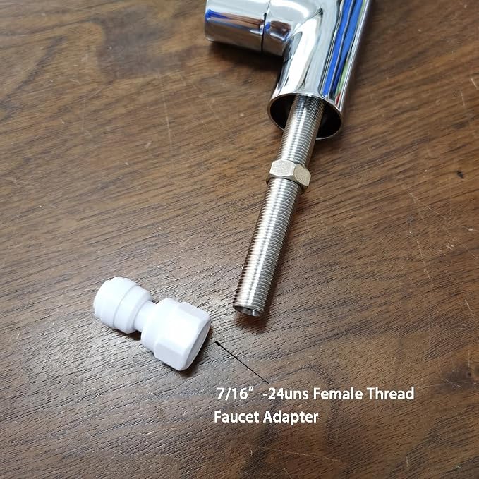 YZM Push-to-Connect Faucet Adapter, Double O-Ring Seal, 1/4" Tube OD x 7/16"-24 - Image 2