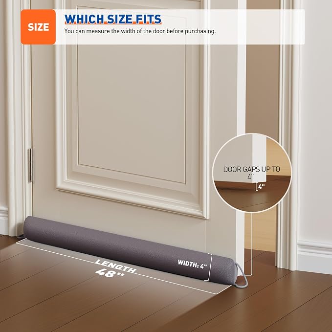 MAGZO Draft Stopper for Bottom of Door 48", Under Door Gap Filler Gray | - Image 3