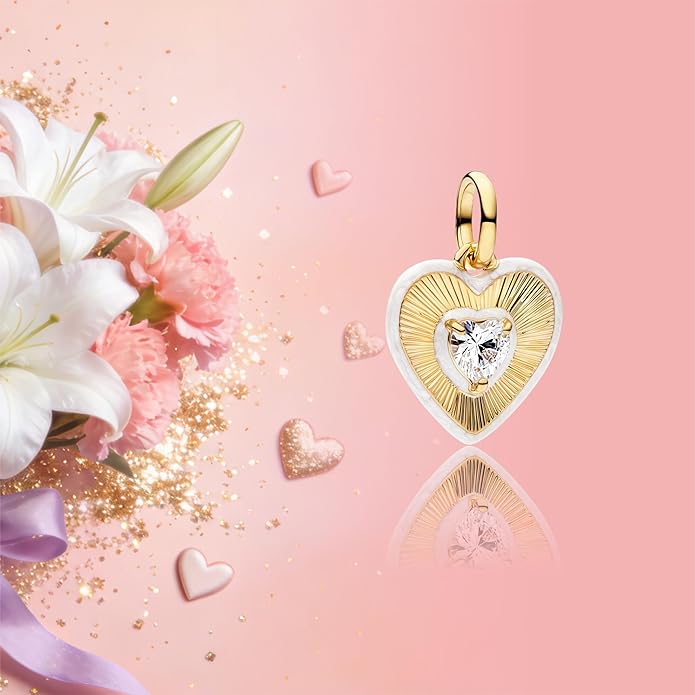 Gold Heart Family Charms Bead for Bracelets and Necklaces Jewelry Charm for Women Valentine Mother's Day