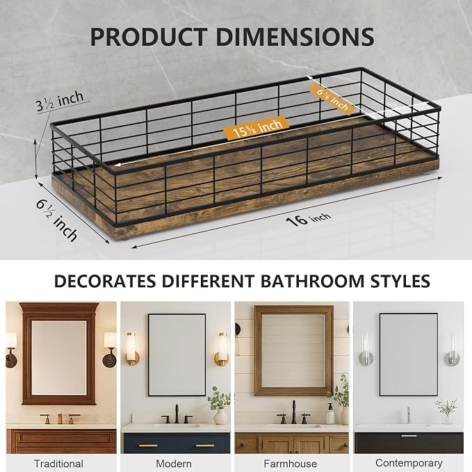 Toilet Paper Storage Basket, Narrow Bathroom Countertop Organizer Iron Metal - Image 6