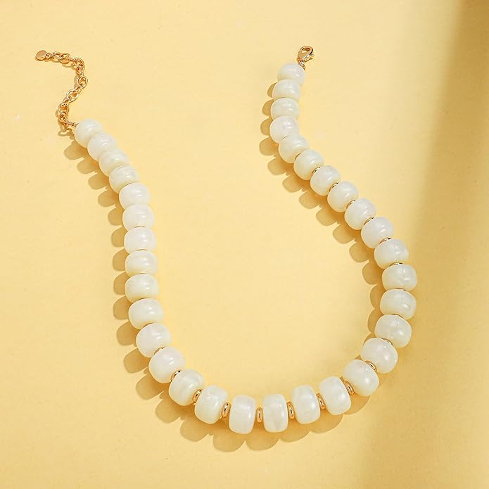 LILIE&WHITE Resin Chunky Beaded Necklace for Women Minimalistic Modern Statement Necklace Jewelry Accessories