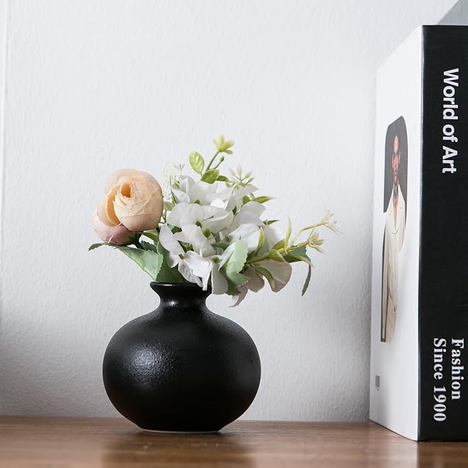 Black Bud Vases, Ceramic Small Vase Set of 5, Mini Vases - Image 6
