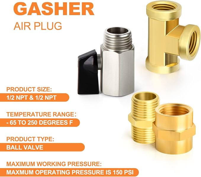 GASHER 8PCS 1/2 Inch NPT Brass Pipe Fitting, Female and Male Thread Mini Ball - Image 6