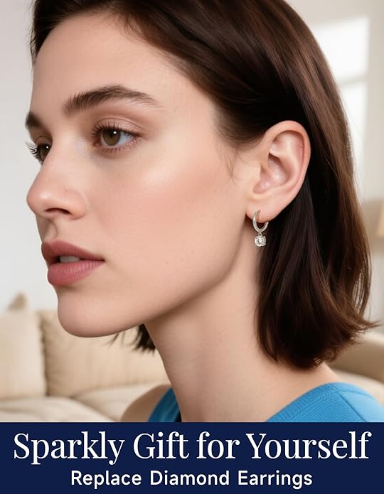 MomentWish Dangle Earrings for Women-925 Sterling Silver Moissanite Earring, Women's Gift for Valentine Birthday, D Color VVS1 Dancing Moissanite Hoops