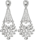 mecresh Flower Teardrop Bridal Wedding Dangle CZ Earrings in Silver/Gold Tone for Women Girl Bride Gift …