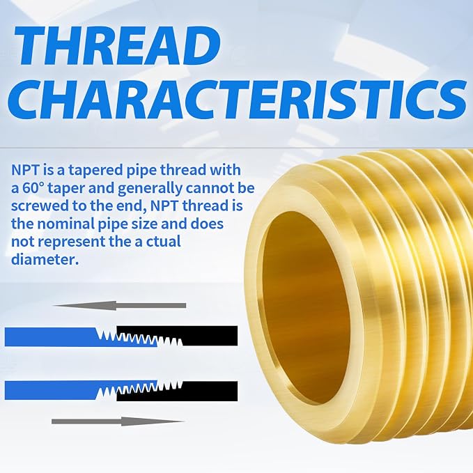 ChillWaves Brass Pipe Fitting, Long Nipple Pipe 3/8" NPT Male x 3/8" NPT Male - Image 6