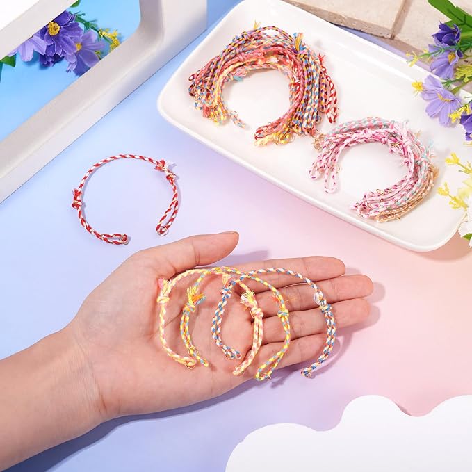 36Pcs Adjustable Braided Cord Bracelets Bracelet String with Clasp,10-1/4 Inch Colorful Polycotton Adjustable Bracelets,Thread Half Finished Bracelet for Wrist DIY Women Jewelry Making