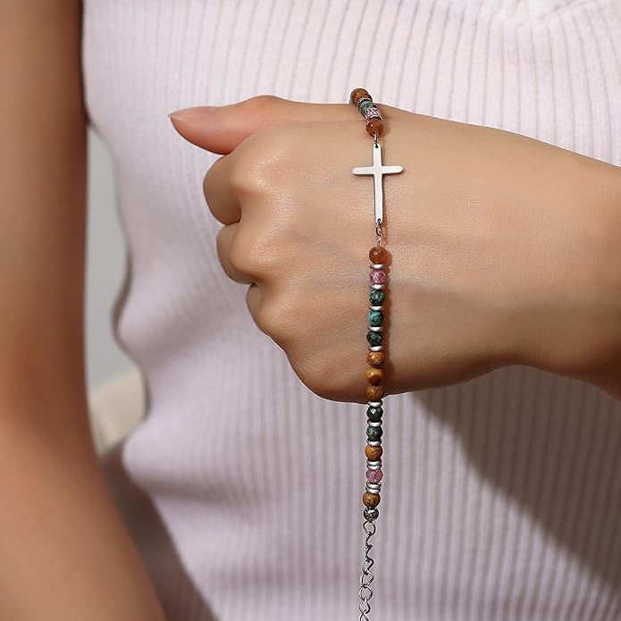 TONY & SANDY Christian Cross Bracelet for Women, Valentine's Day Gifts for Her, Confirmation Baptism Easter Gifts, Unique Gift for Friends Daughter Mom Sister in Christ Birthday Christmas