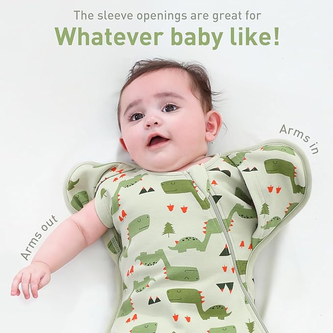 Baby Sleep Sack Swaddles for Newborn 0-3 Months, Arms Up Swaddle Blanket 2 Packs Cotton, Hands Up 3-Way Transitions to Arms-Free Wearable Sleeping Sack Bag for Boys Girls Snug Fit Calms Startle Reflex