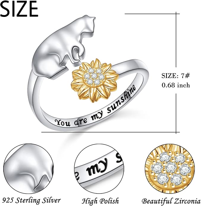 FLYOW 925 Sterling Silver Cute Animal Jewelry Hummingbird/Butterfly/Wolf/Corgi/Cat/Snake/Spider/Bat/Penguin/Bear/Opossum/Frog/Guinea Pig for Women Mother Friend Animal Lovers