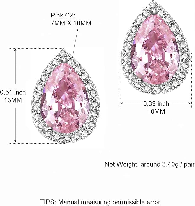 YOMELA Cubic Zirconia Earrings Studs, Halo CZ Birthstone Simulated Diamond Stud Earrings for Women