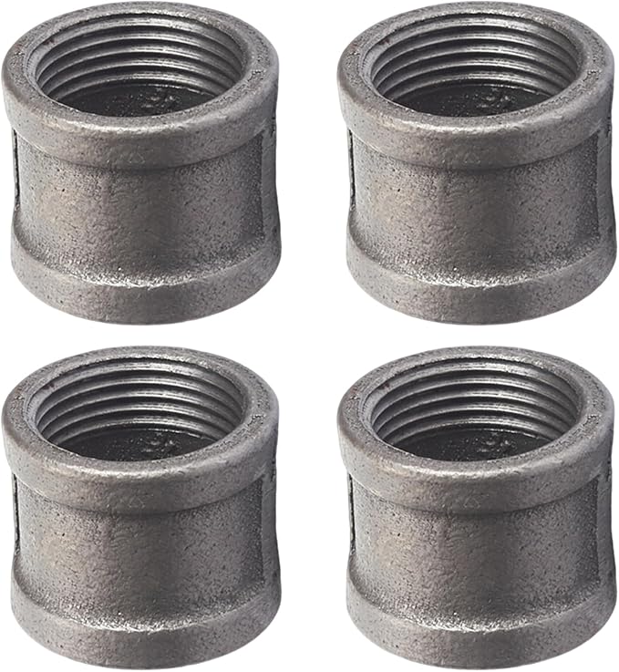 Black Cast Iron Pipe Coupling Fittings, 1 Inch Female Thread Connectors by SNGSPKPipeFittings