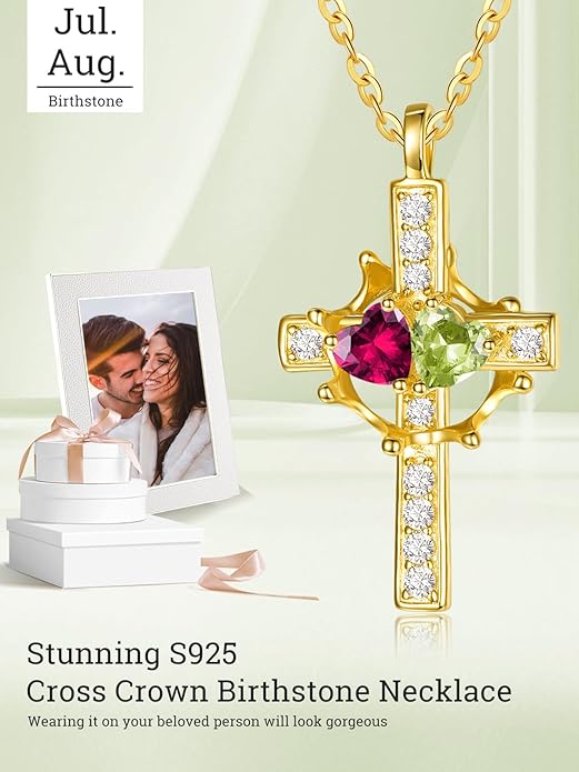 Valentine's Day Gifts for Wife 925 Sterling Silver Double Birthstone Pendant Necklaces I Love You for Always and Forever Necklace Anniversary Birthday Gifts for Wife Girlfriend Mom Her