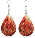 Teardrop Wood Earrings Light Weight Printed Image Dangle Jewelry, Fun and Funky Earrings