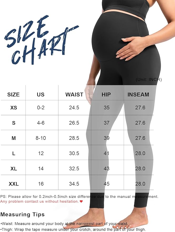 POSHDIVAH Women's Creamluxe Maternity Leggings 25"/28" Over The Belly Pregnancy Yoga Pants Active Workout Leggings