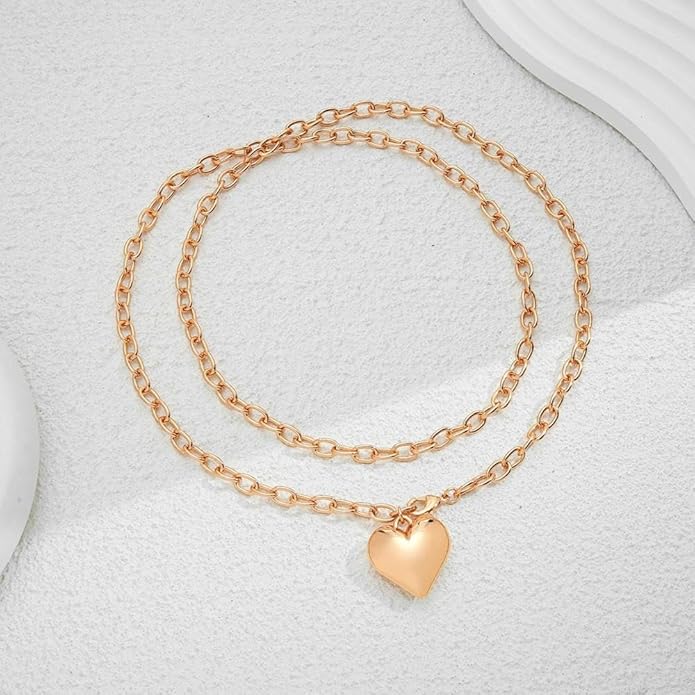 Chunky Gold Heart Necklace for Women,Y2K Big Heart Statement Necklace Long Puffy Hearts Chain Charm Necklaces Trendy Jewerly