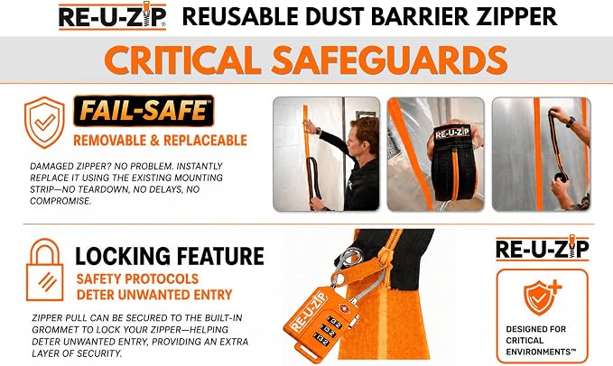 RE-U-ZIP® Reusable Dust Barrier Zipper | Fail-Safe™, Replaceable & Lockable | - Image 3