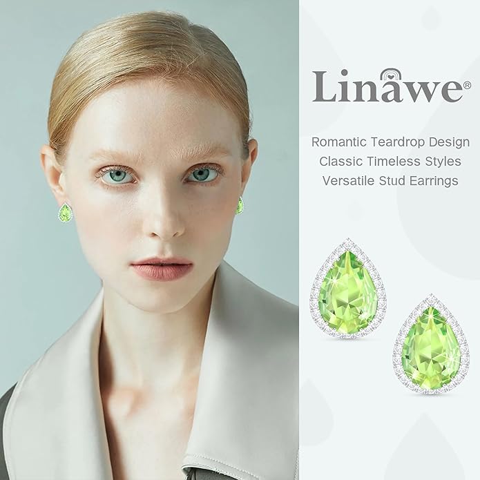 Linawe Women Stud Earrings, Teardrop Diamond Moissanite Cubic Zirconia Earrings Studs Rhinestone Jewelry Gold/Silver/Rose Gold