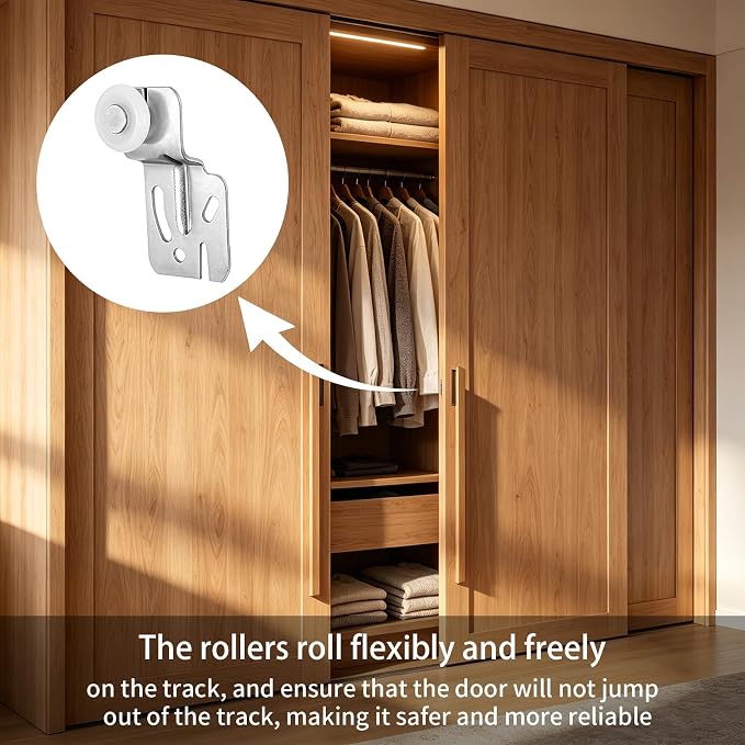 Complete Sliding Closet Door Roller Kit, Includes 4 Rectangular Smooth Rollers - Image 3
