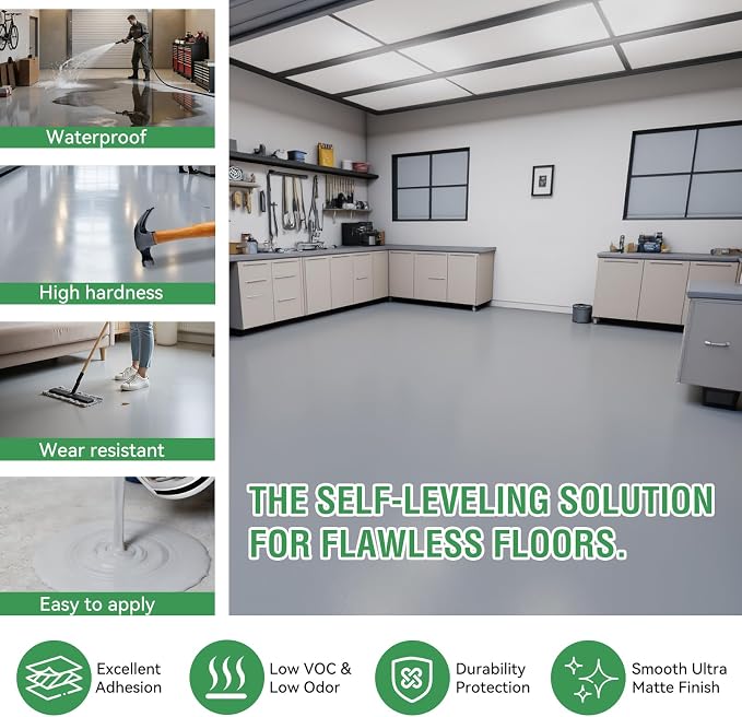 Silver-gray Professional Floor or Wall Paint Kit （5 gallon, 800-1000 sq.ft) - Image 2