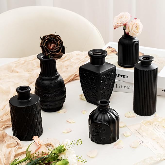 Black Glass Bud Vase Set of 22 Pcs, Small Bud Vases in Bulk, Glass Crystal - Image 6