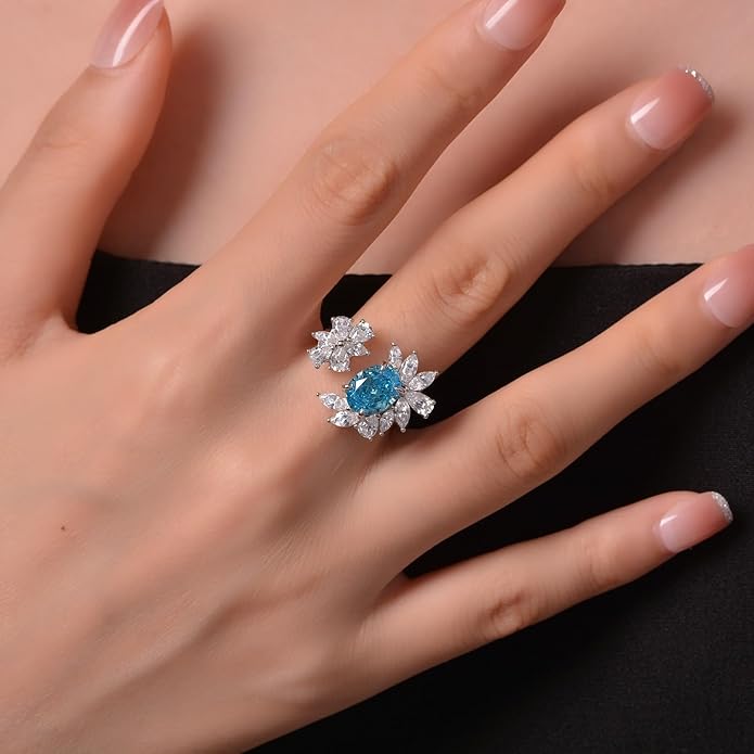 14K Solid Gold over 925 Silver 2 Carat 7 * 9 MM Oval Cut Moissanite/Ruby/Aquamarine Adjustable Ring,Chic Accessory for Modern Women