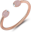 Barzel 18K Gold Plated Crystal Cable Bangle Bracelet For Women - Cuff Bangle Bracelet