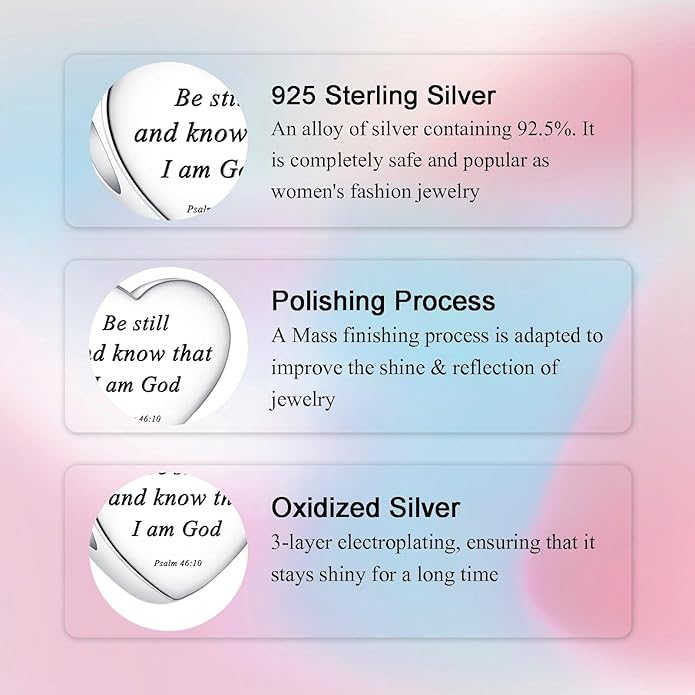 Bible Family Mom Wife Love Heart Dangle Charm 925 Sterling Silver Charms fits Bracelets and Necklace Pendant Bead Charms Jewelry Present for Women Family Friends