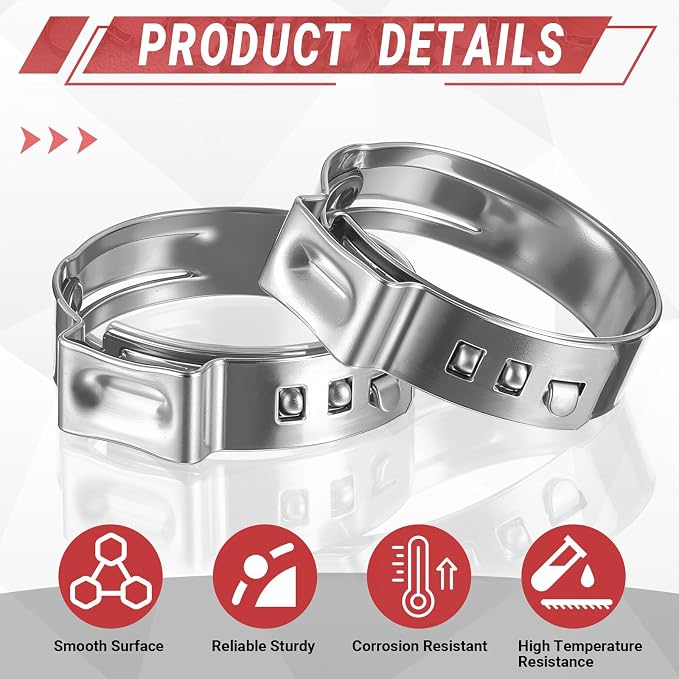 200 Pcs 3/4 Inch PEX Cinch Clamps, 304 Stainless Steel Crimp Rings Single Ear - Image 3