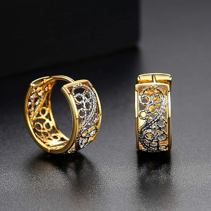 14K Gold Two - Tone Moissanite Ear Cuff Earrings for Women, Modern and Chic Style