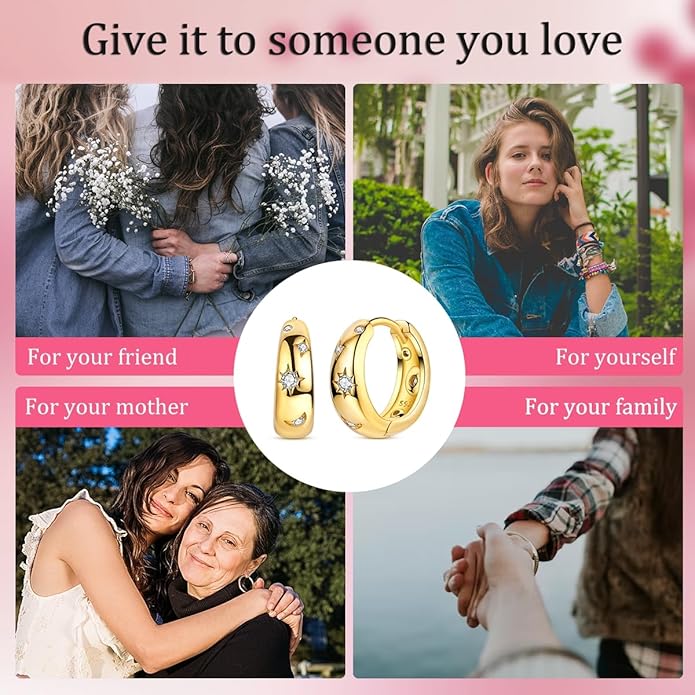 NARMO Earrings for Women 925 Sterling Silver Heart Hoops Small Colorful Rainbow Hoop Earrings Huggie Earrings