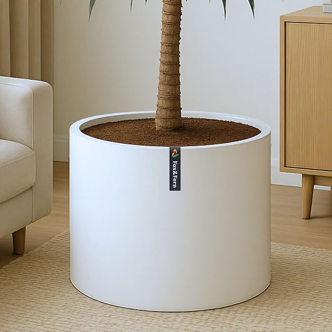 Fox & Fern Large Planter for Indoor or Outdoor, Matte White, 18.7 Inch | UV & by FoxFern