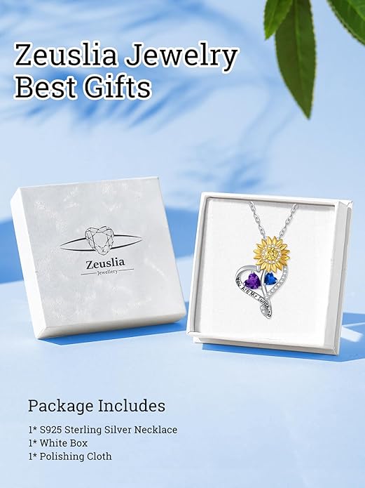 Valentine's Day Gifts for Wife 925 Sterling Silver Double Birthstone Pendant Necklaces I Love You for Always and Forever Necklace Anniversary Birthday Gifts for Wife Girlfriend Mom Her