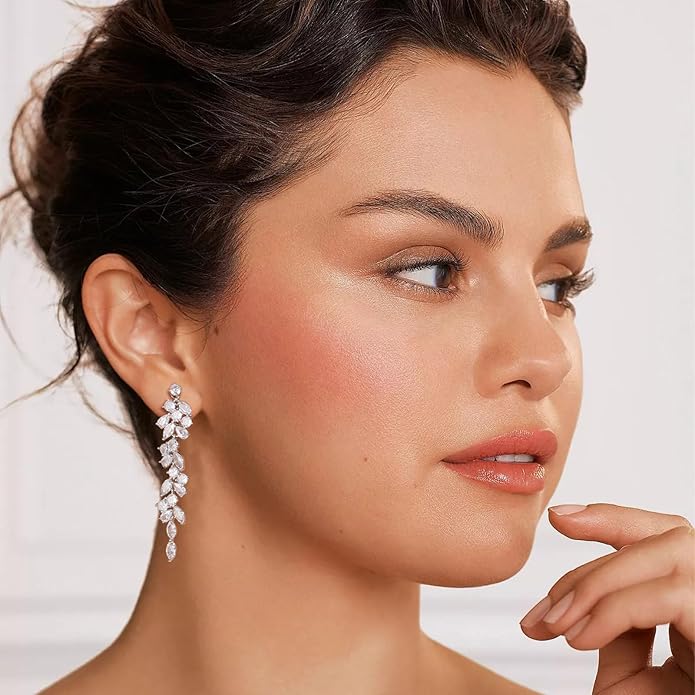 Clip on Earrings for Women 925 Sterling Silver Plated Cubic Zirconia Long Tassel Dangle Drop Earrings Non Pierced Earrings for Women Jewelry Gifts Wedding Party