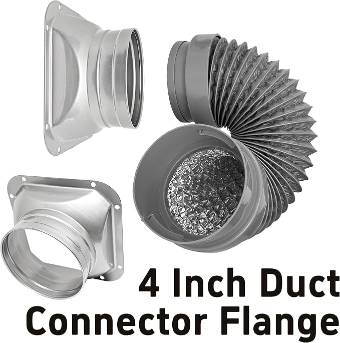4 Inch Duct Connector Flange, Metal Straight Pipe Flange Square to Round - Image 5