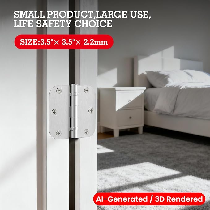 TDCHINGES Rounded Brushed Nickel Door Hinges 3.5" 5/8" Radius Lasting Mute | 18 - Image 7
