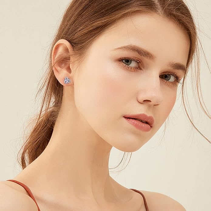 MEDWISE 925 Sterling Silver Birthstone Stud Earrings for Women Birthday Jewelry Gifts for Daughter Mother Women Valentines Day Gifts for Her