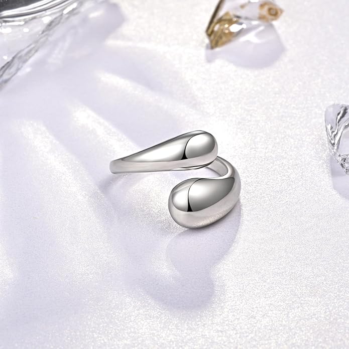 Fookduoduo 925 Sterling Silver Ring Inspirational Jewelry adjustable Wrap Open Rings for Women