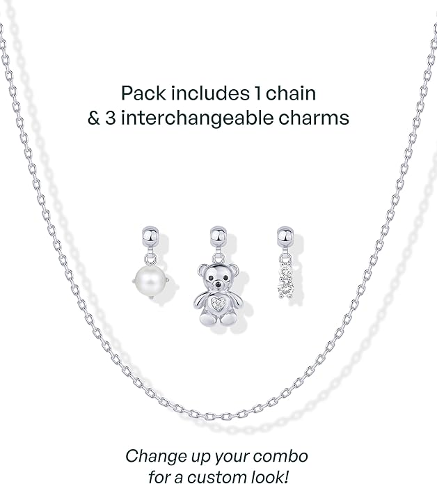 PAVOI 14K Gold Plated Dainty Necklace with Charms Set - Hypoallergenic Adjustable Chain Gold Charm Necklace for Women - Small Motif & Mantra 2 and 3-Pack Removable Pendants - Cute Jewelry Gifts